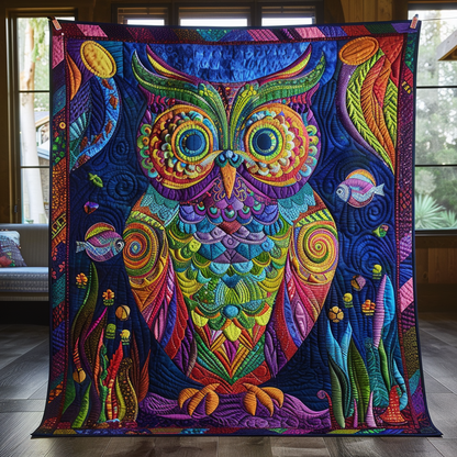Ocean Owl Quilted Blanket