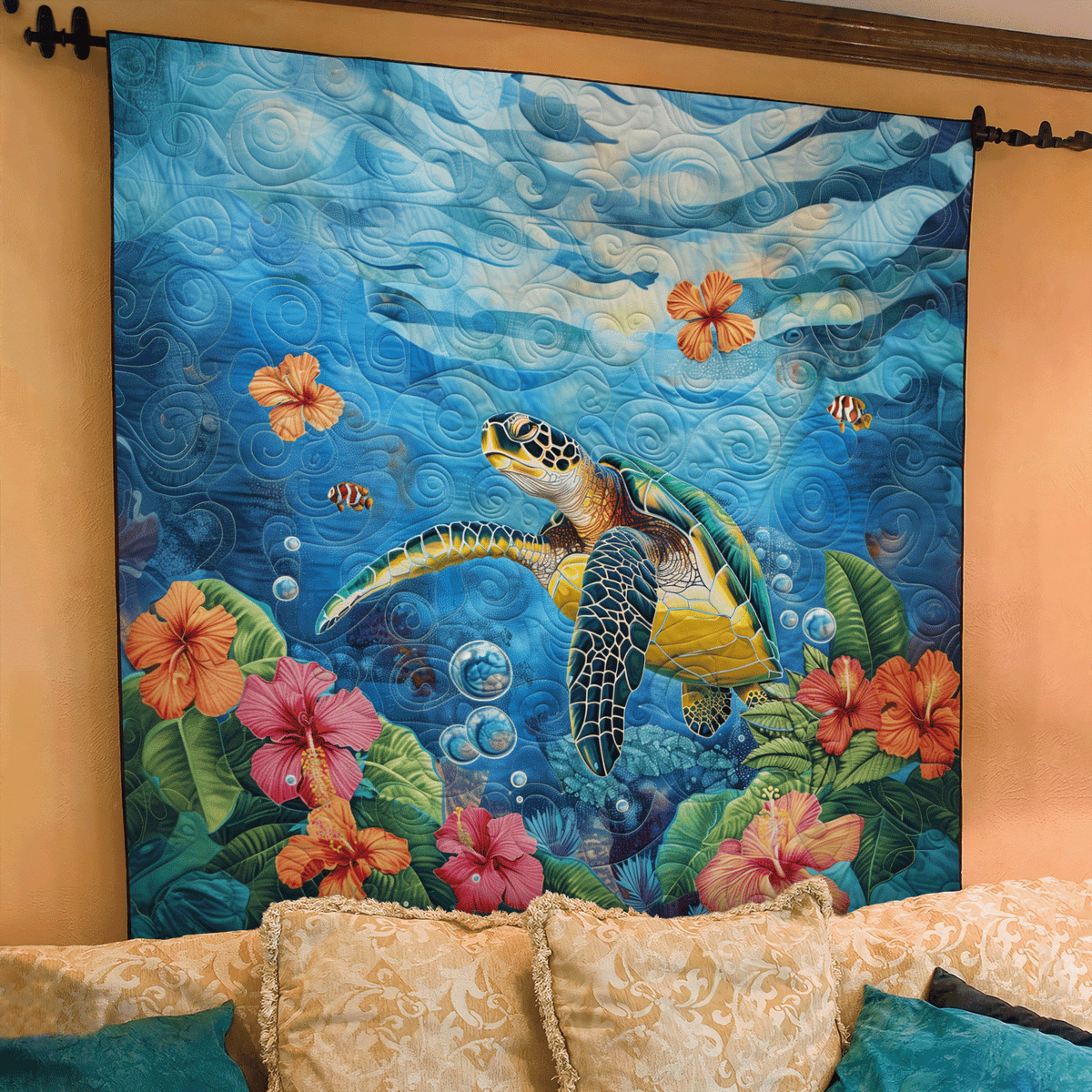 Ocean Turtle Quilted Blanket