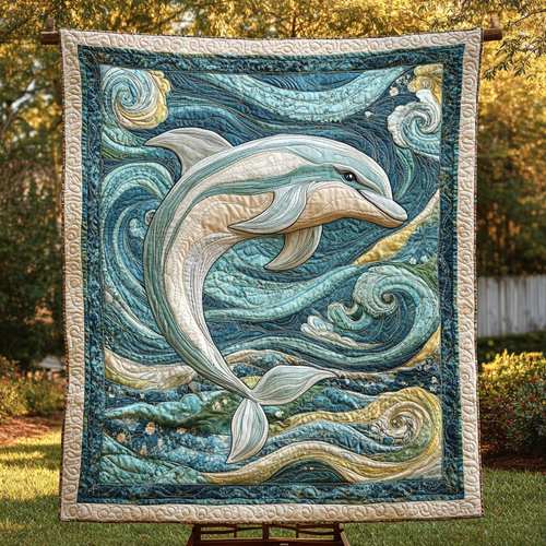 Ocean Breeze Dolphin Quilted Blanket