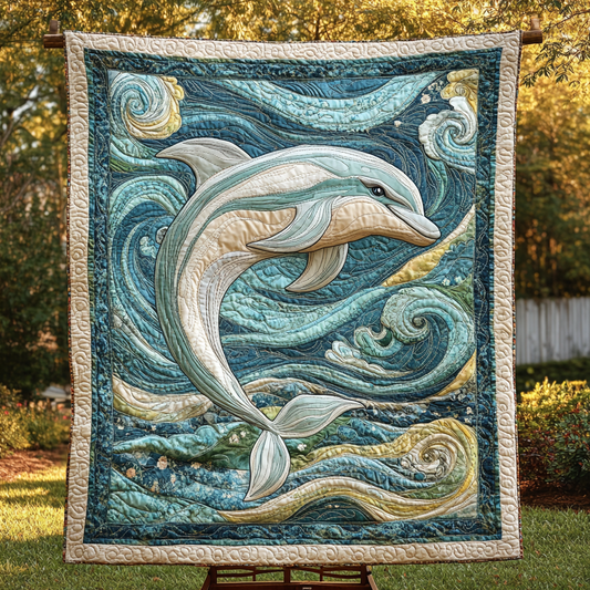Ocean Breeze Dolphin Quilted Blanket