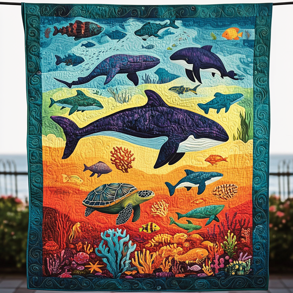 Ocean Giants Quilted Blanket
