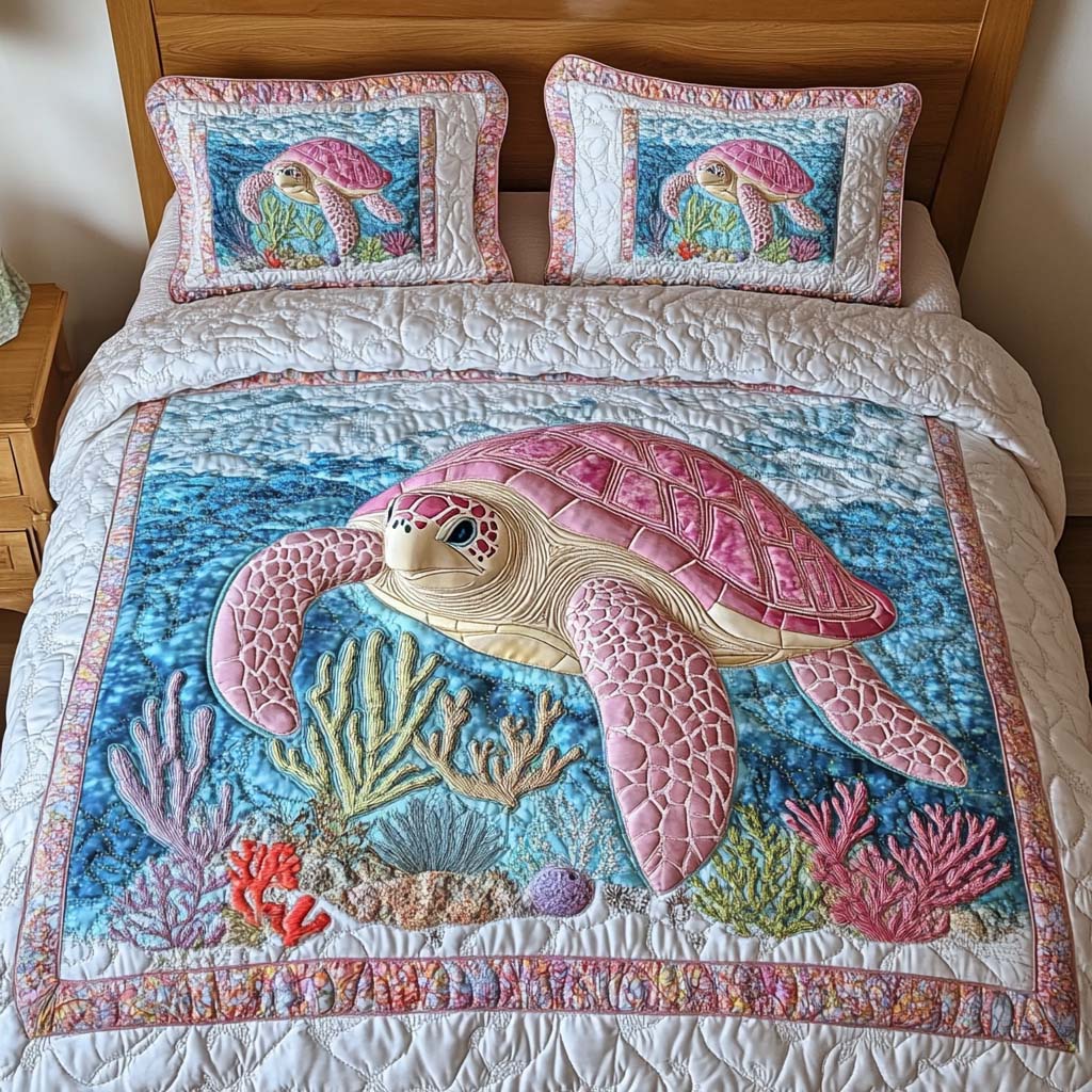 Ocean Serenity 3-Piece Quilted Bedding Set