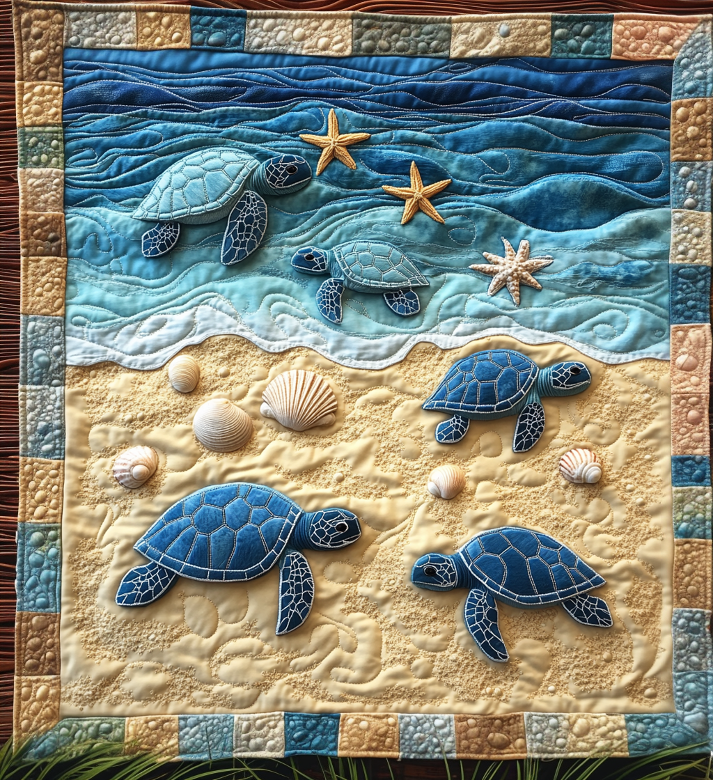 Ocean Shore Quilted Blanket