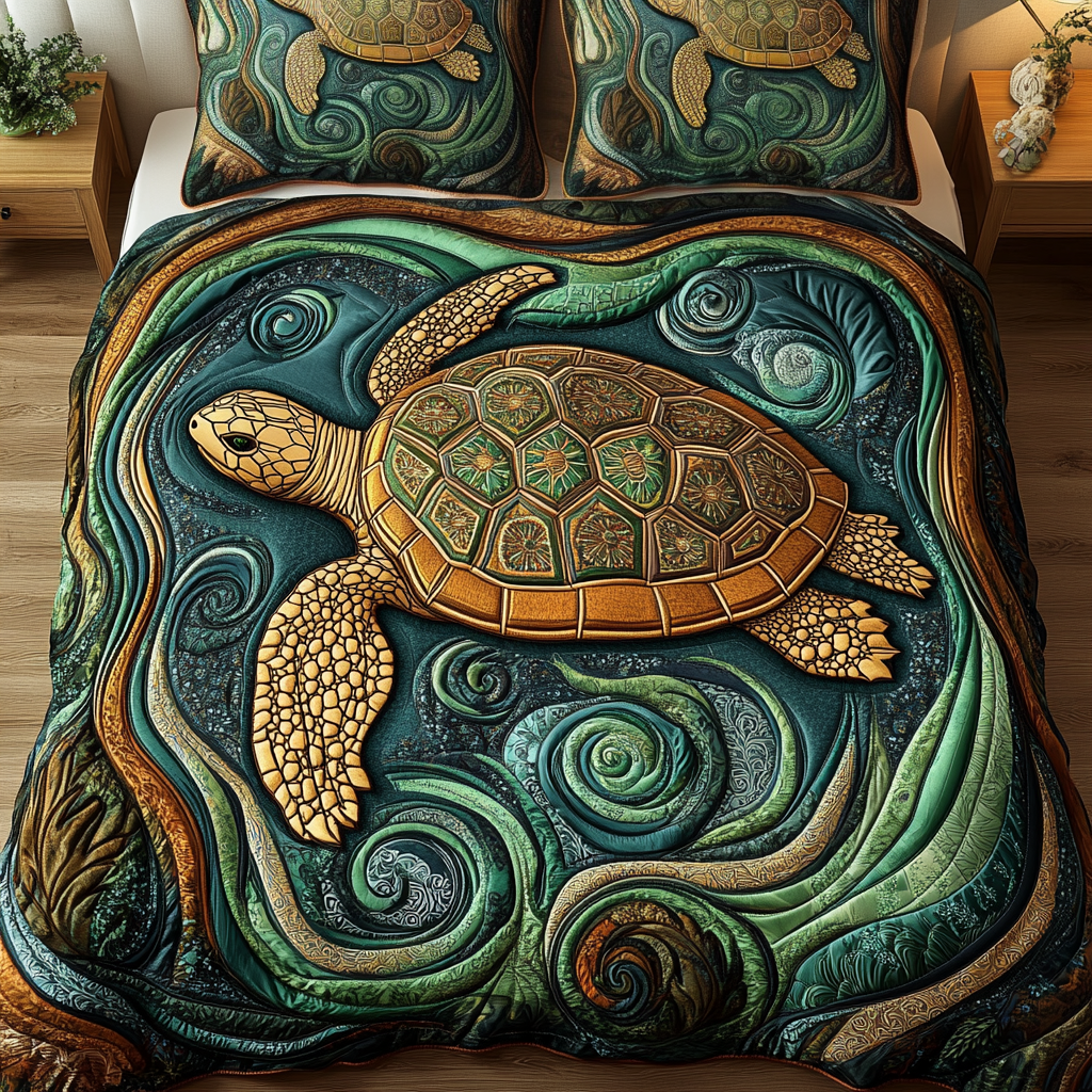 Ocean Spirit 3-Piece Quilted Bedding Set