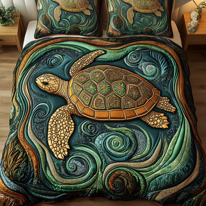 Ocean Spirit 3-Piece Quilted Bedding Set