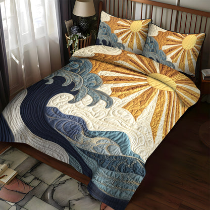 Ocean Sunrise 3-Piece Quilted Bedding Set