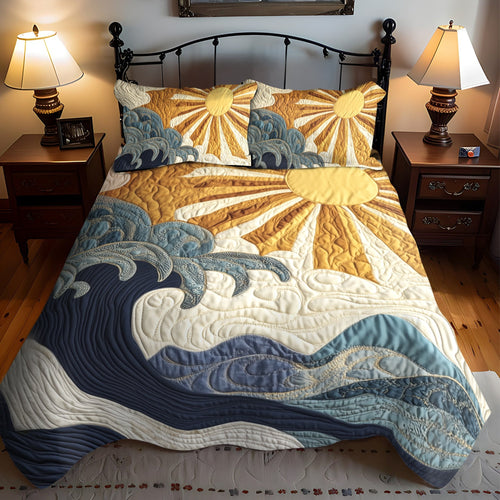 Ocean Sunrise 3-Piece Quilted Bedding Set