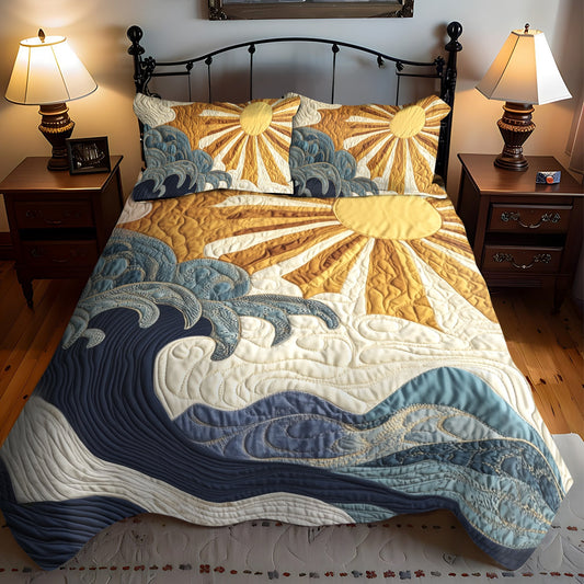 Ocean Sunrise 3-Piece Quilted Bedding Set