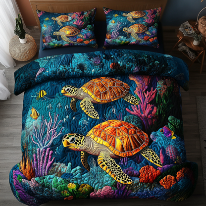 Ocean Wanderer 3-Piece Quilted Bedding Set
