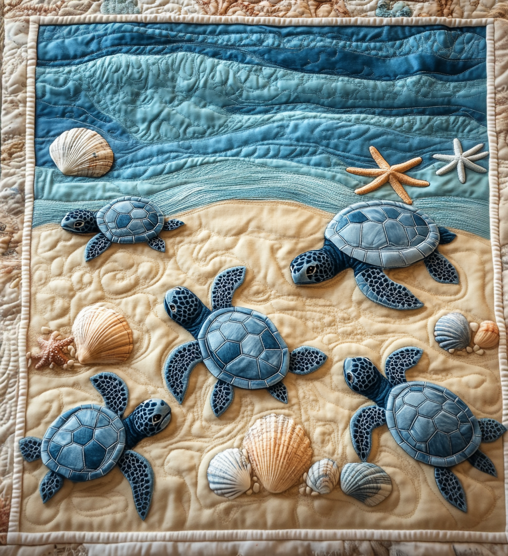Ocean Waves Quilted Blanket