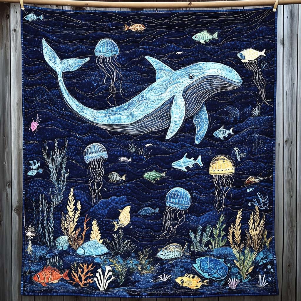 Ocean Whale Quilted Blanket
