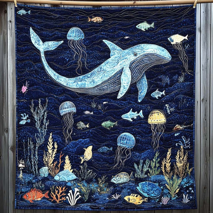Ocean Whale Quilted Blanket