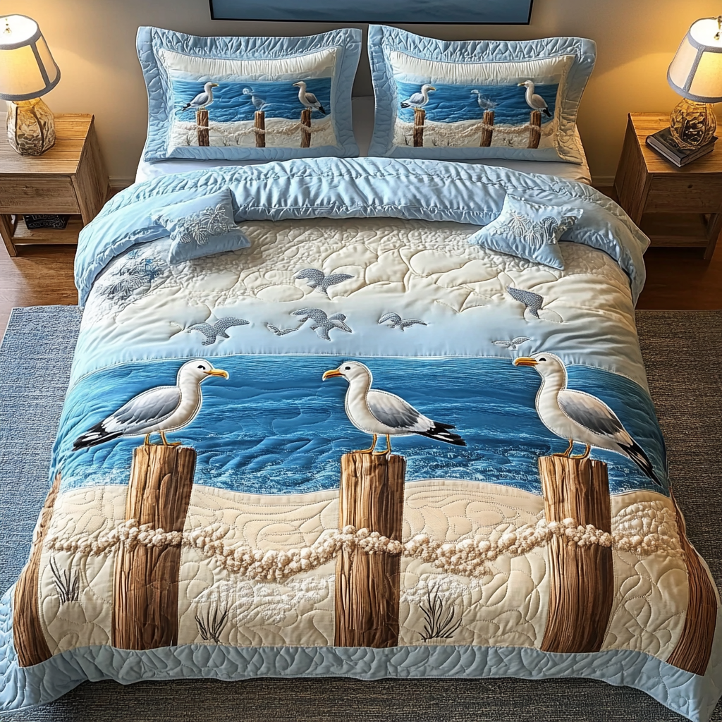 Ocean Wings 3-Piece Quilted Bedding Set