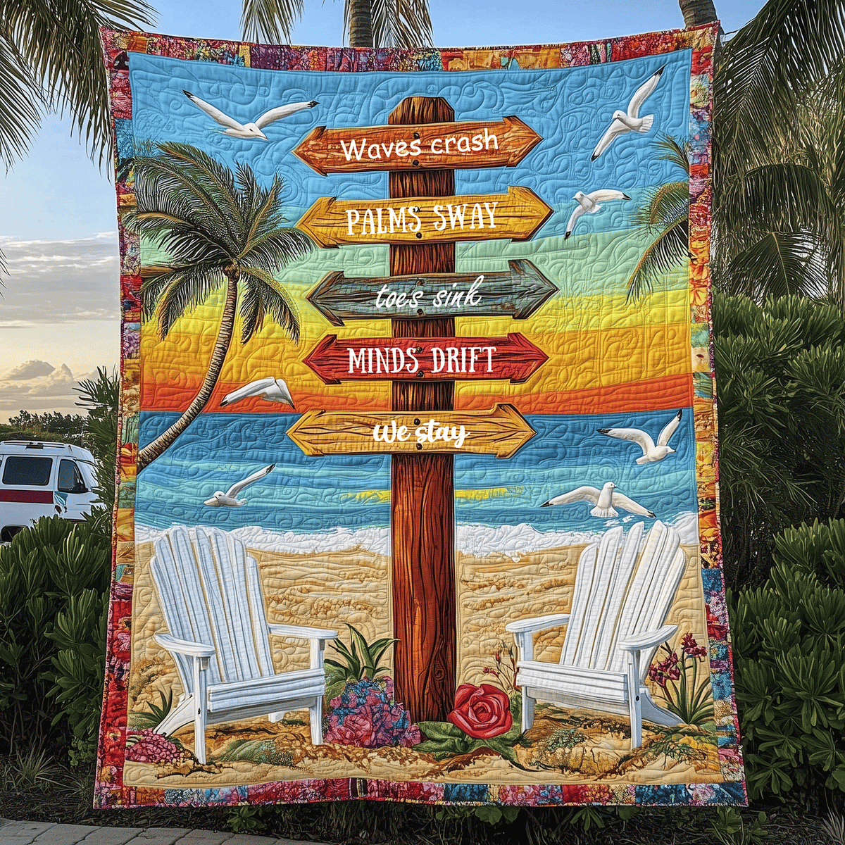 Oceanfront Guide Quilted Blanket