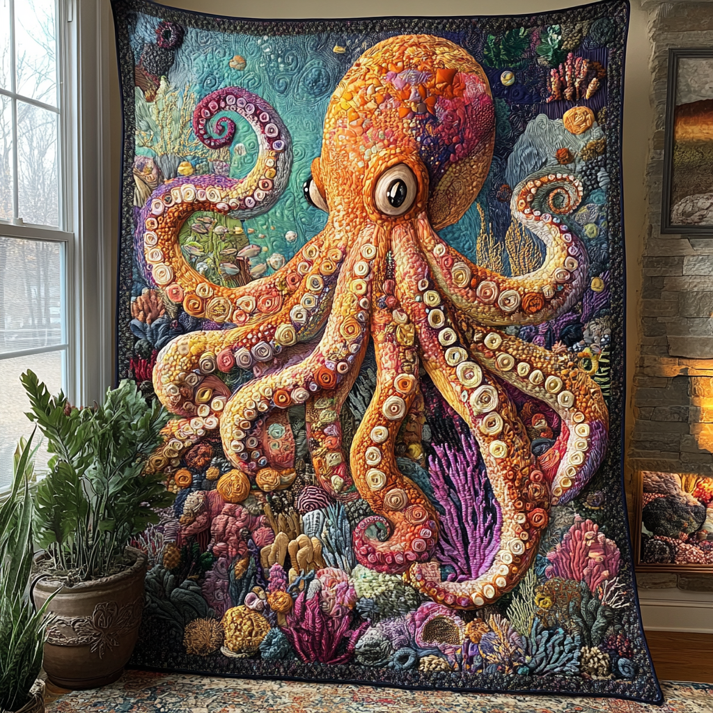 Oceanic Embrace Quilted Blanket