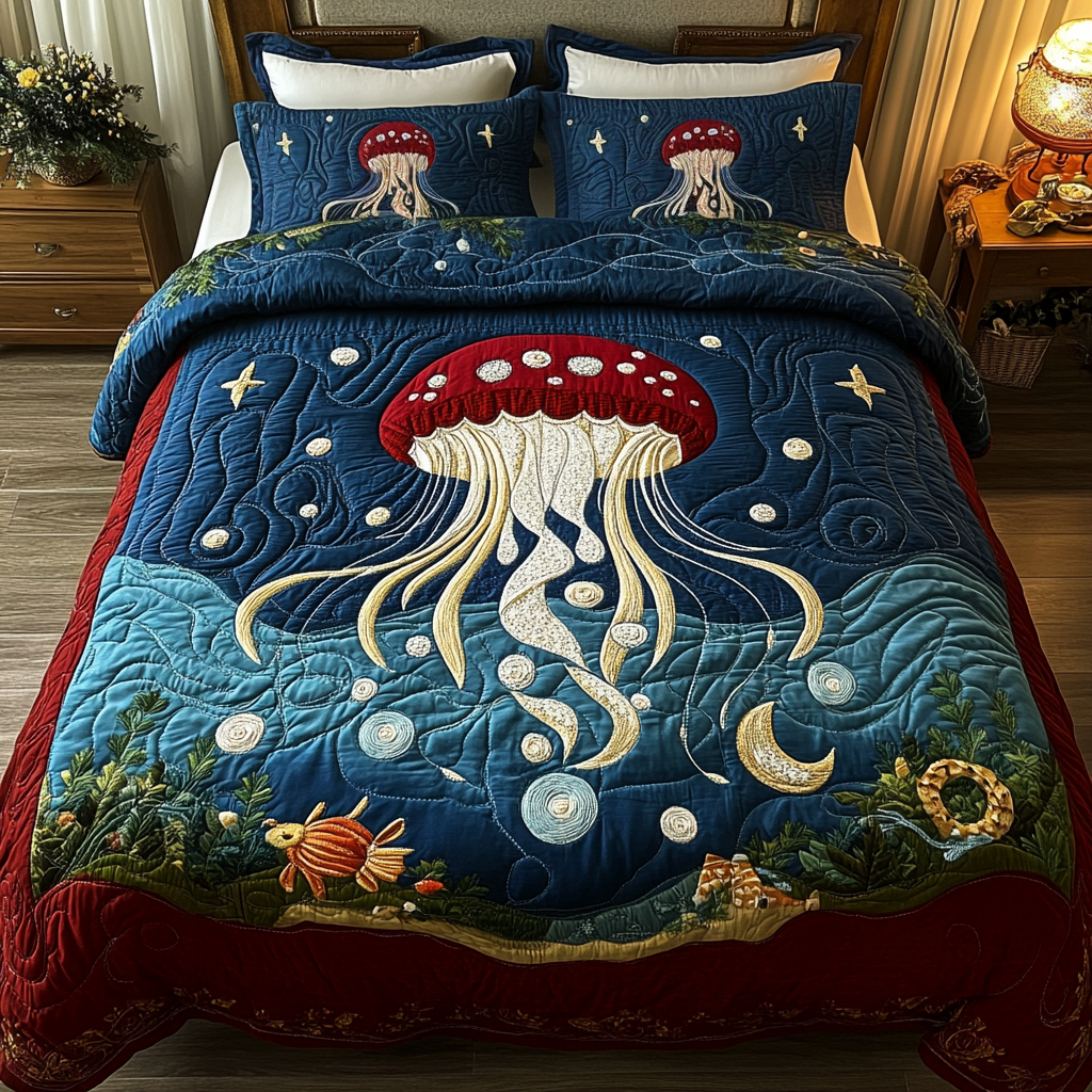 Oceanic Harmony 3-Piece Quilted Bedding Set