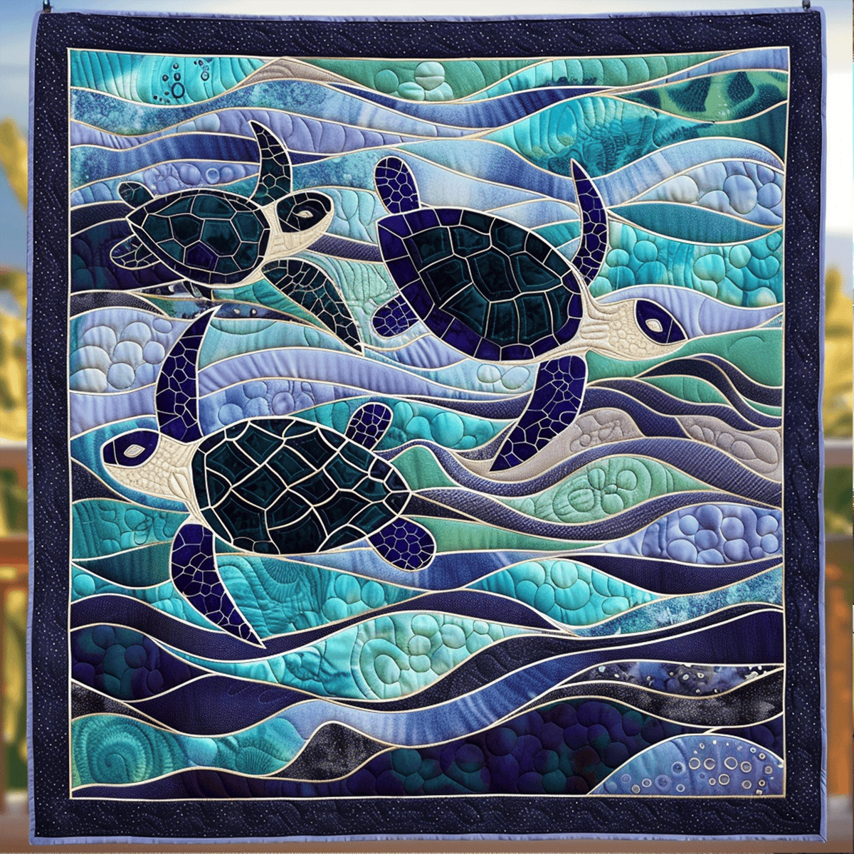Oceanic Peace Quilted Blanket