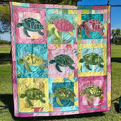 Oceanic Waves Quilted Blanket