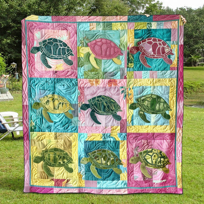 Oceanic Waves Quilted Blanket