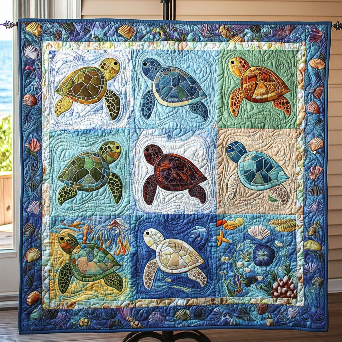 Oceanic Wonders Quilted Blanket