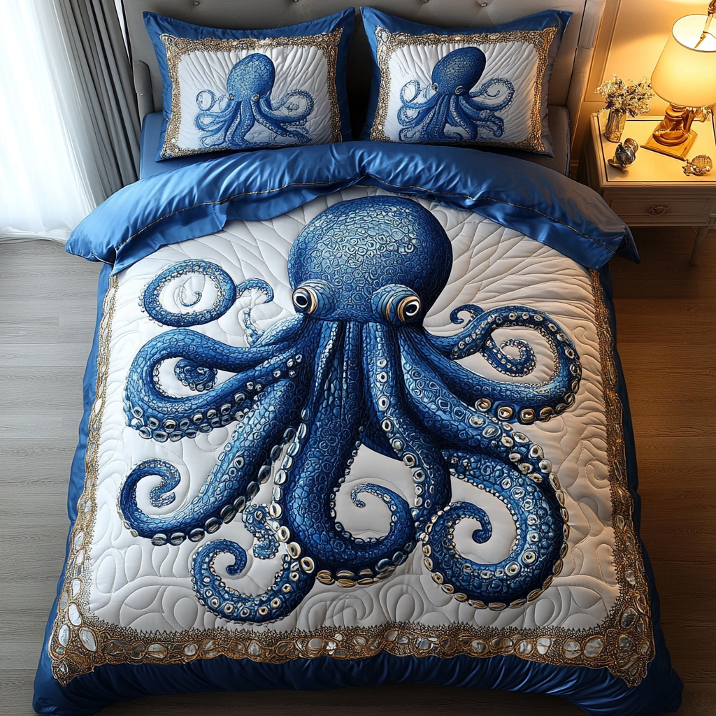 Octopus Dreams 3-Piece Quilted Bedding Set