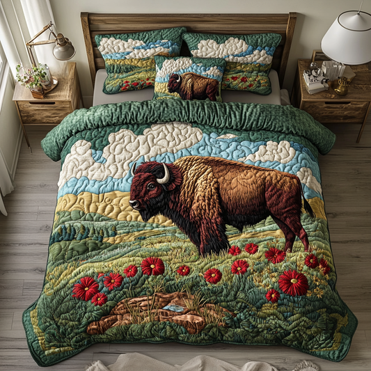 Oklahoma Buffalo Spirit 3-Piece Quilted Bedding Set