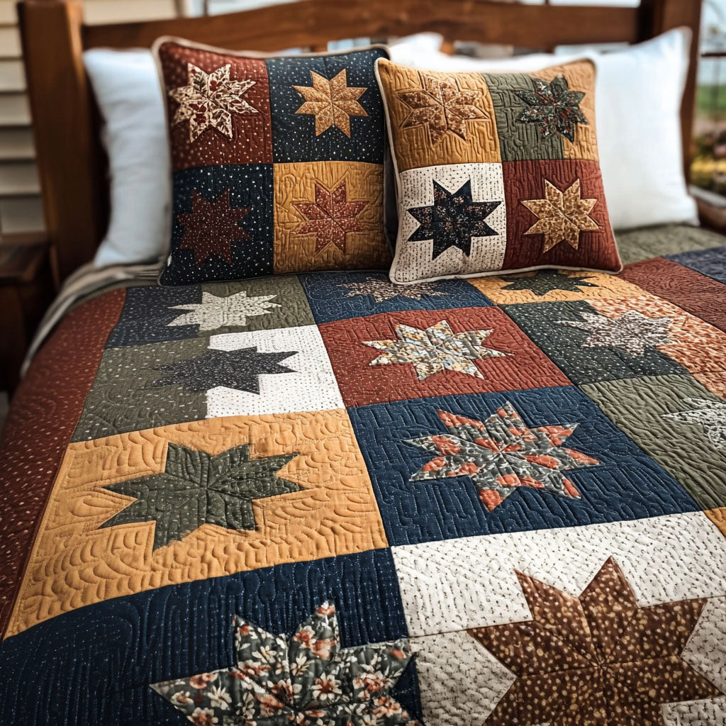 Old-Fashioned Star 3-Piece Quilted Bedding Set