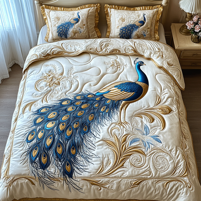 Opulent Plumage 3-Piece Quilted Bedding Set