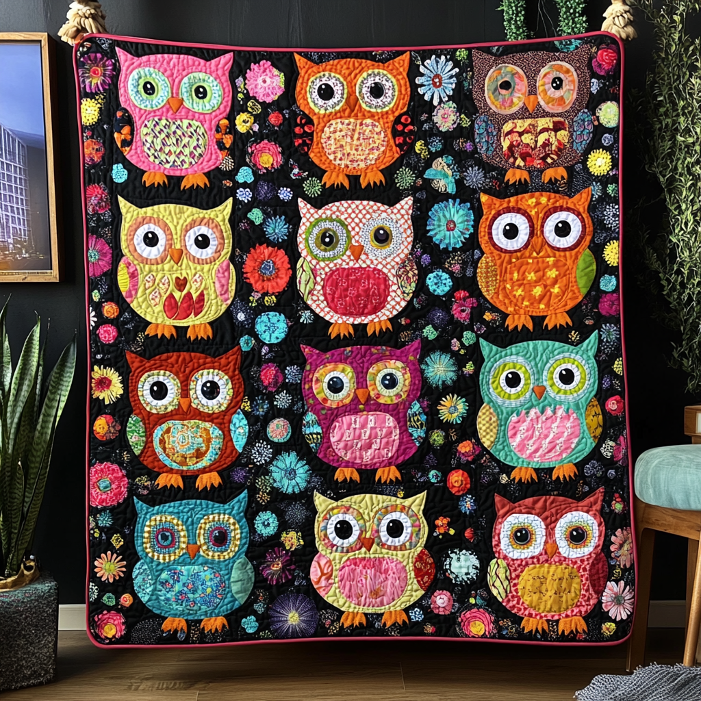 Owl Oasis Quilted Blanket