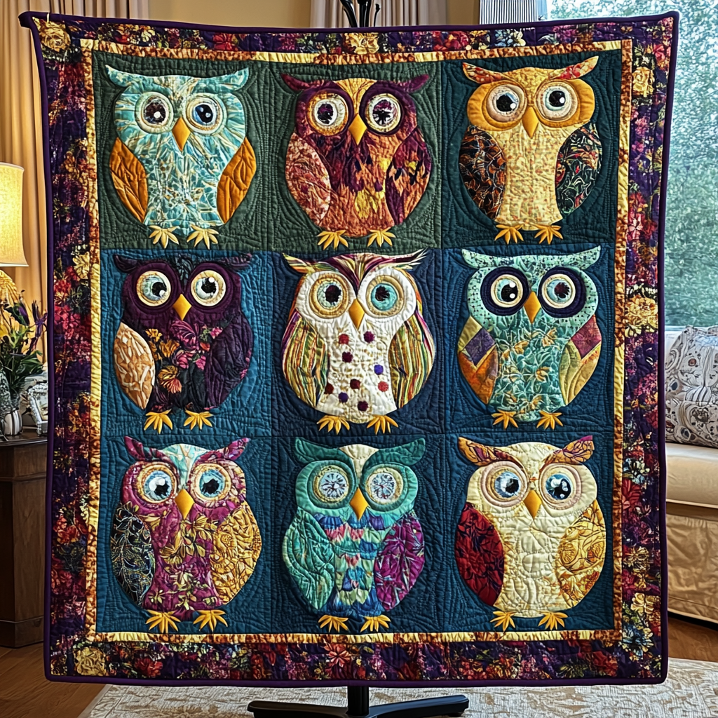 Owl Charm Quilted Blanket