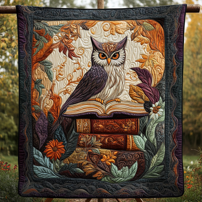 Owl Eyes on Pages Quilted Blanket