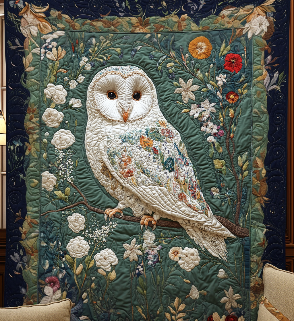 Owl Garden Quilted Blanket