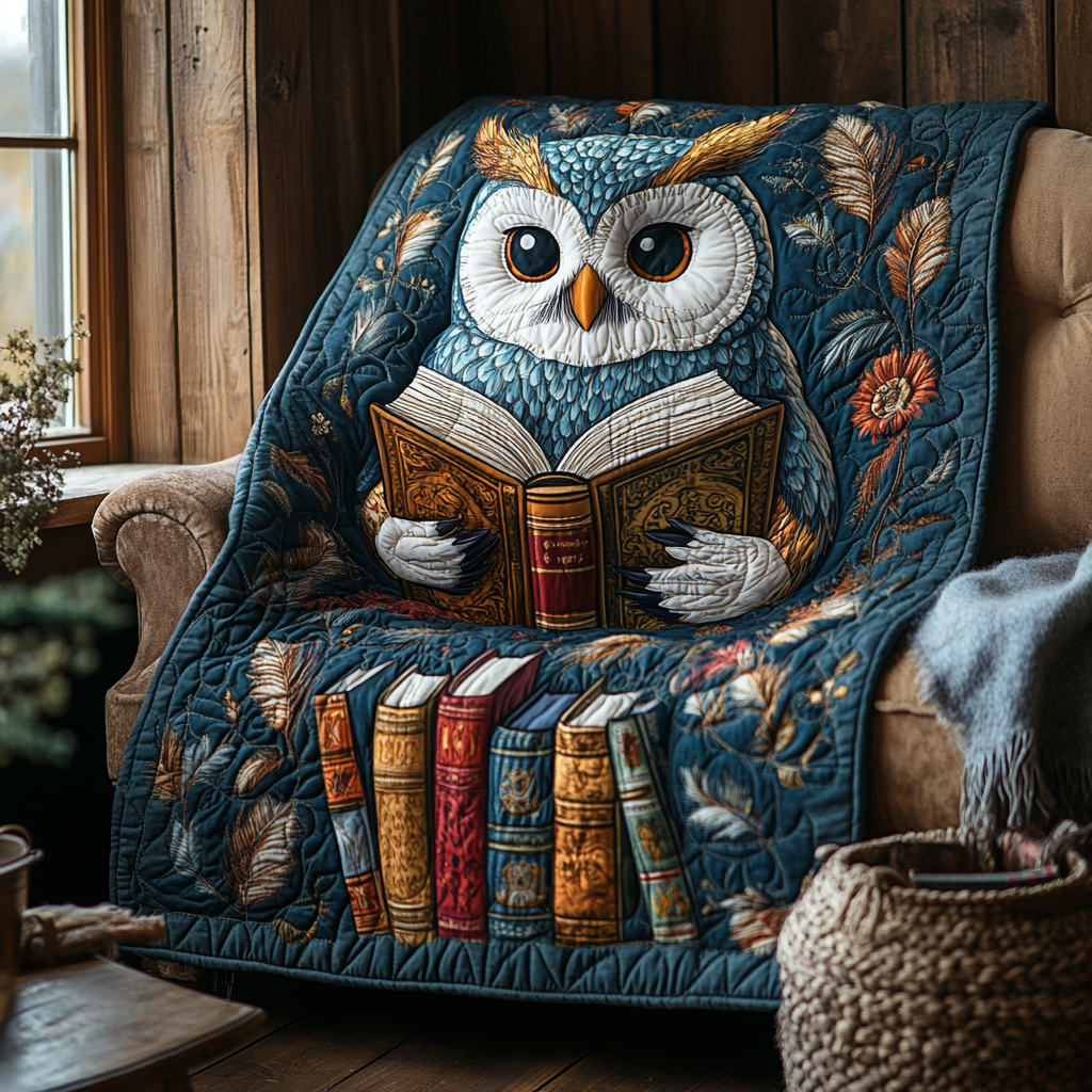 Owl Knowledge Quilted Blanket