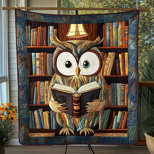 Owl Literary Flight Quilted Blanket