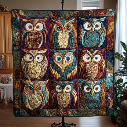Owl Mosaic Quilted Blanket
