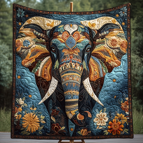 Pachyderm Patterns Quilted Blanket