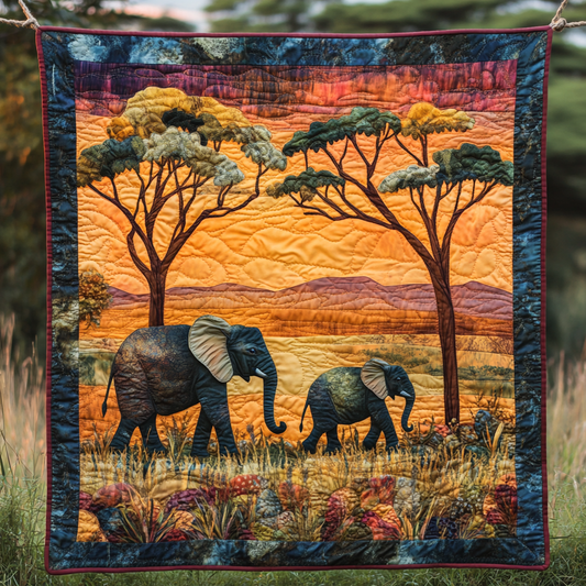 Painted Pachyderm Quilted Blanket