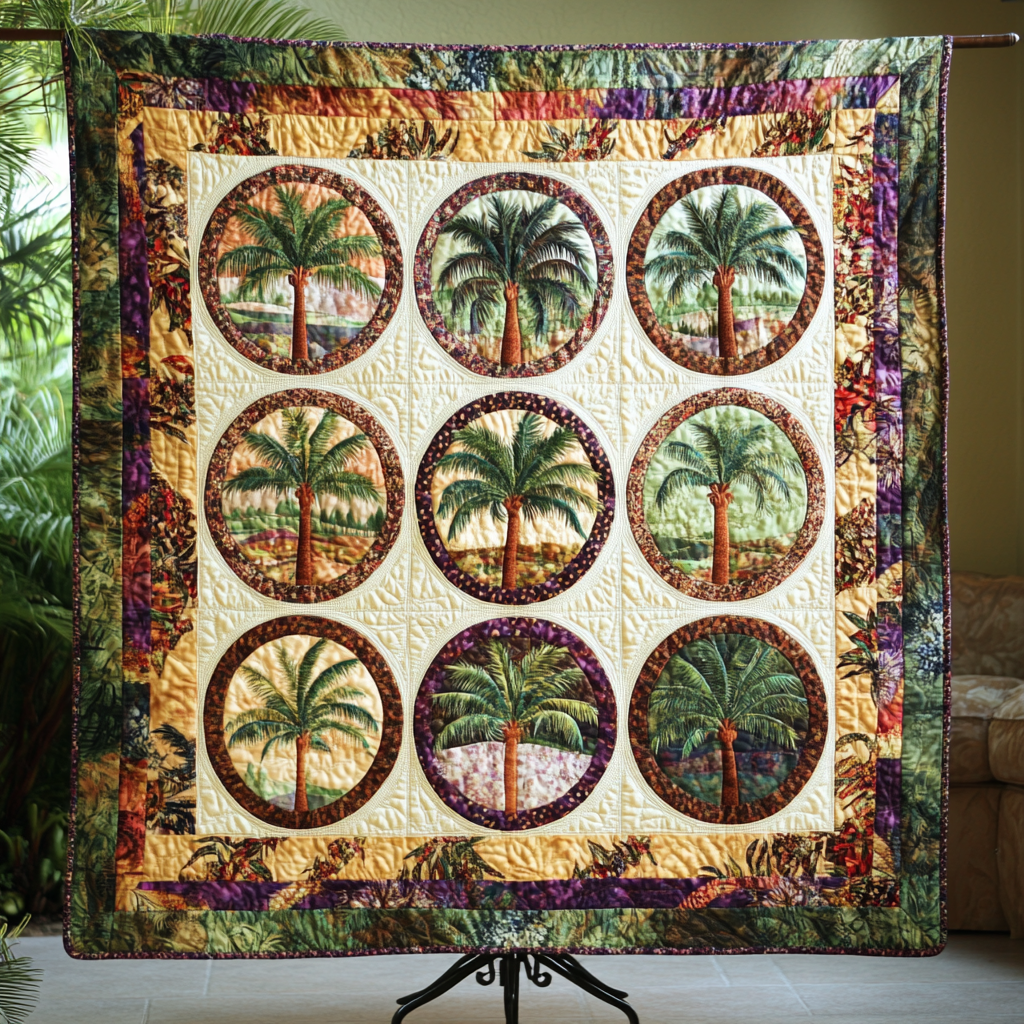 Palm Horizon Quilted Blanket