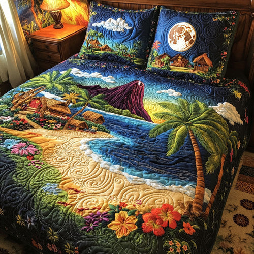 Palm Paradise 3-Piece Quilted Bedding Set