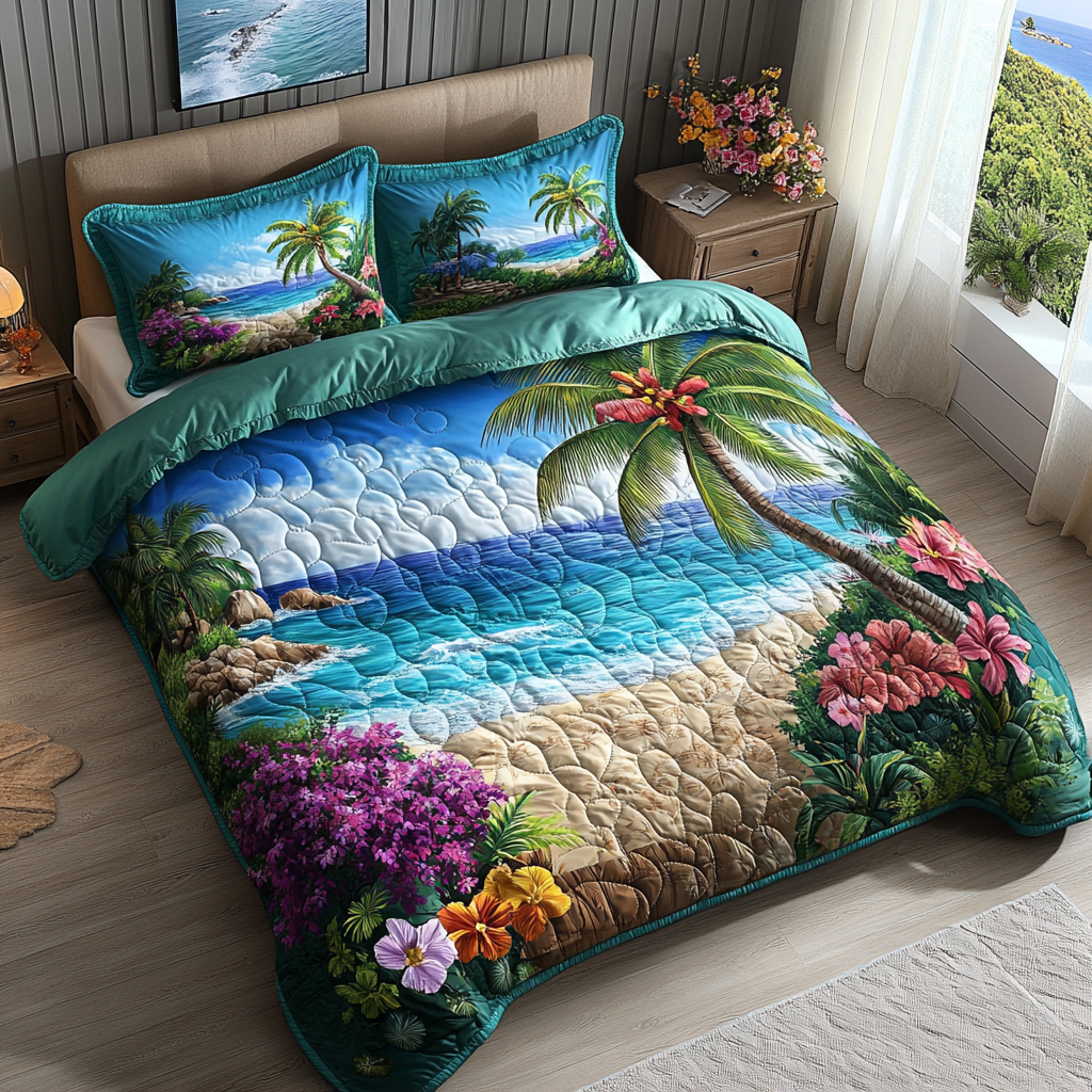 Paradise Shores 3-Piece Quilted Bedding Set
