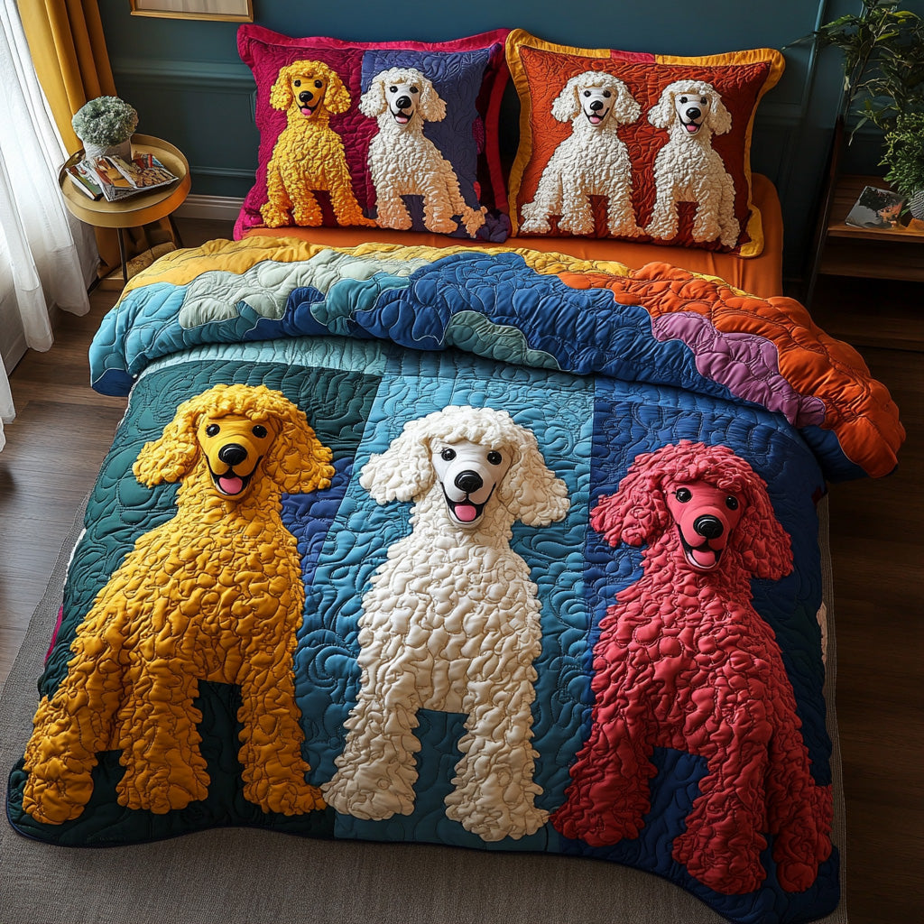 Paris Pup 3-Piece Quilted Bedding Set