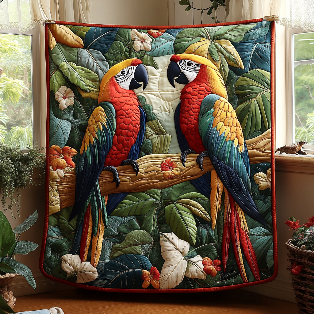 Parrot Paradise Quilted Blanket