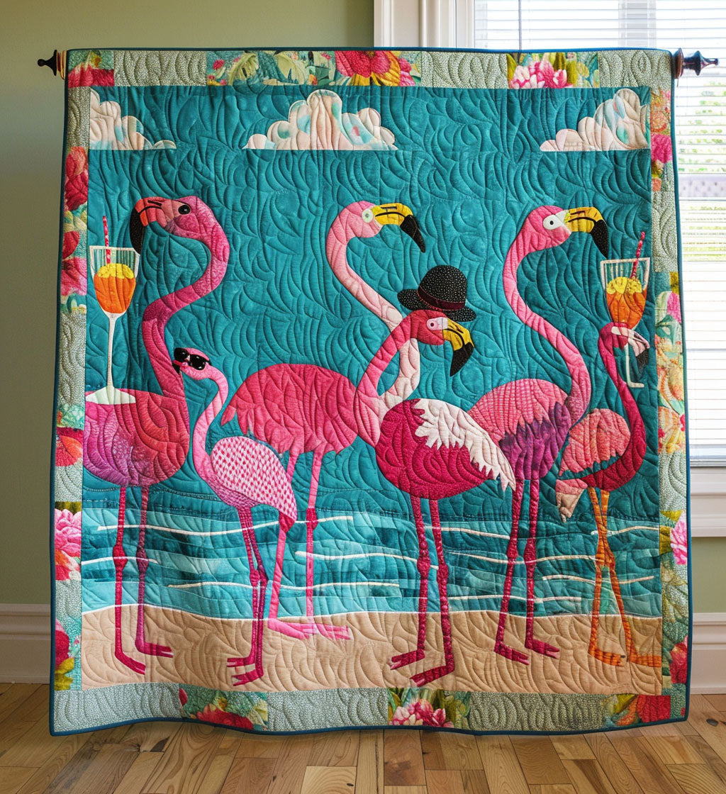Party In Beach Quilted Blanket