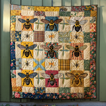 Patchwork Bumblebee Quilted Blanket