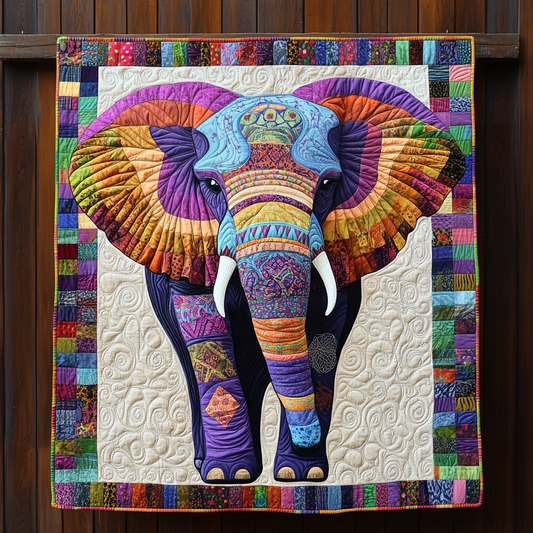 Patchwork Pachyderms Quilted Blanket
