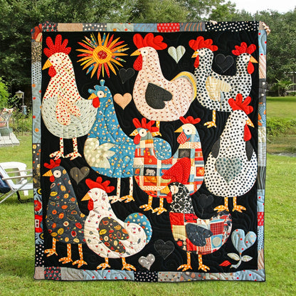 Patchwork Poultry Quilted Blanket