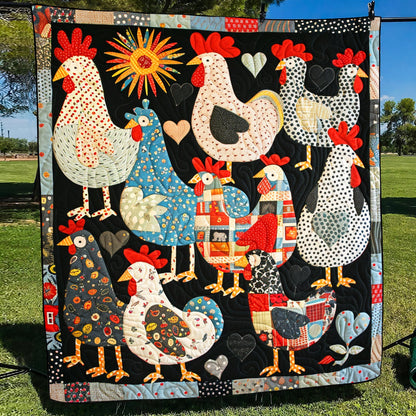 Patchwork Poultry Quilted Blanket