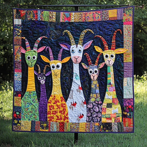 Patchwork Goat Quilted Blanket