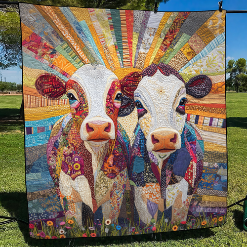 Patchwork Moo Quilted Blanket