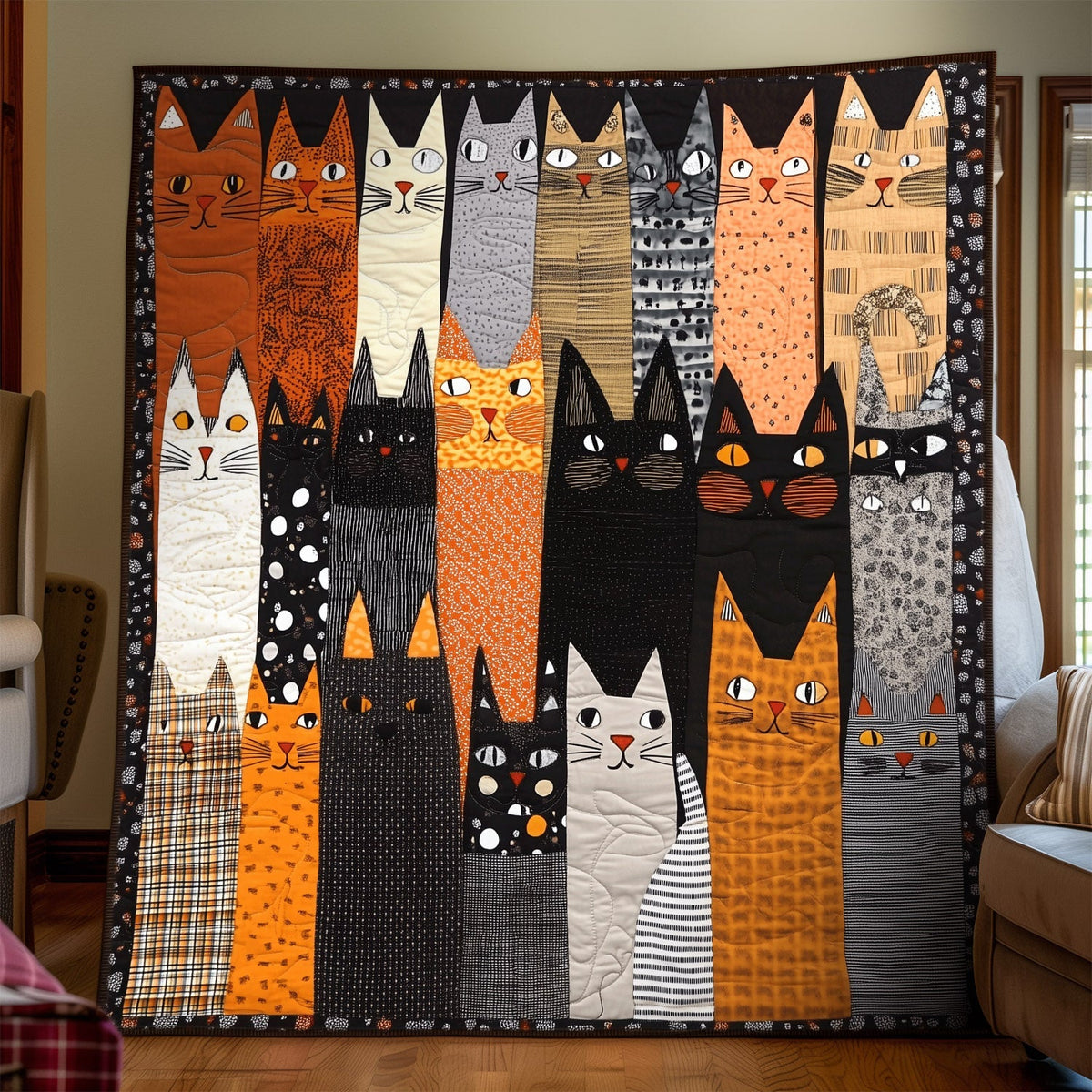 Patchwork Purrs Quilted Blanket